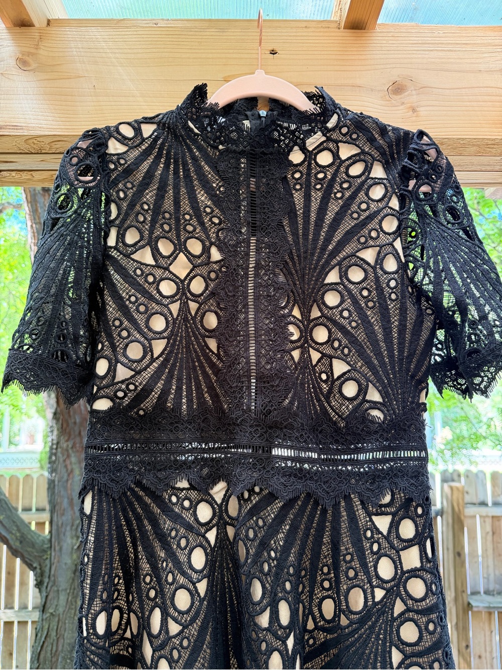 NWT Lace Crochet Midi Dress Wedding Guests Formal Events Large Black - Picture 8 of 15